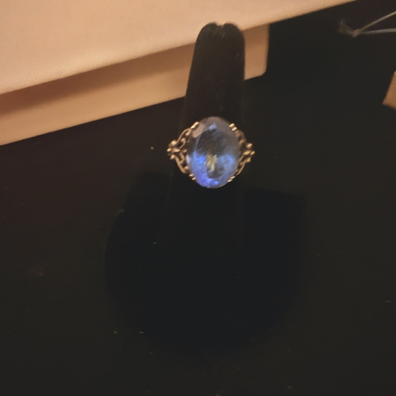 Sterling Silver Rainbow Topaz Aquamarine Blue Ring Size7. Very Pretty Antique