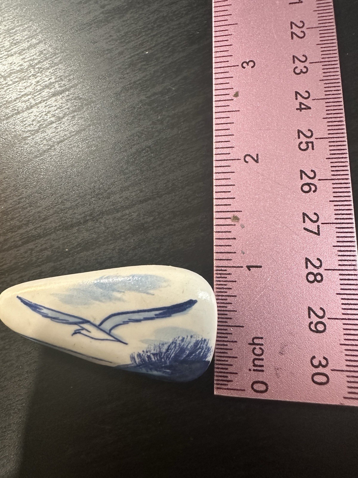 Vintage White & Blue Delft Holland Porcelain Segull Bird Brooch VTG Signed