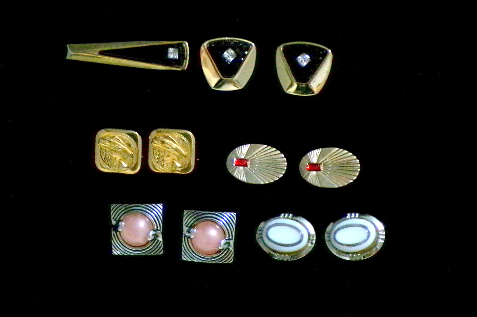 5 Vintage Jewelry CUFF LINKS Sets 1 Tie Clip Gold & Silver Tone NICE !