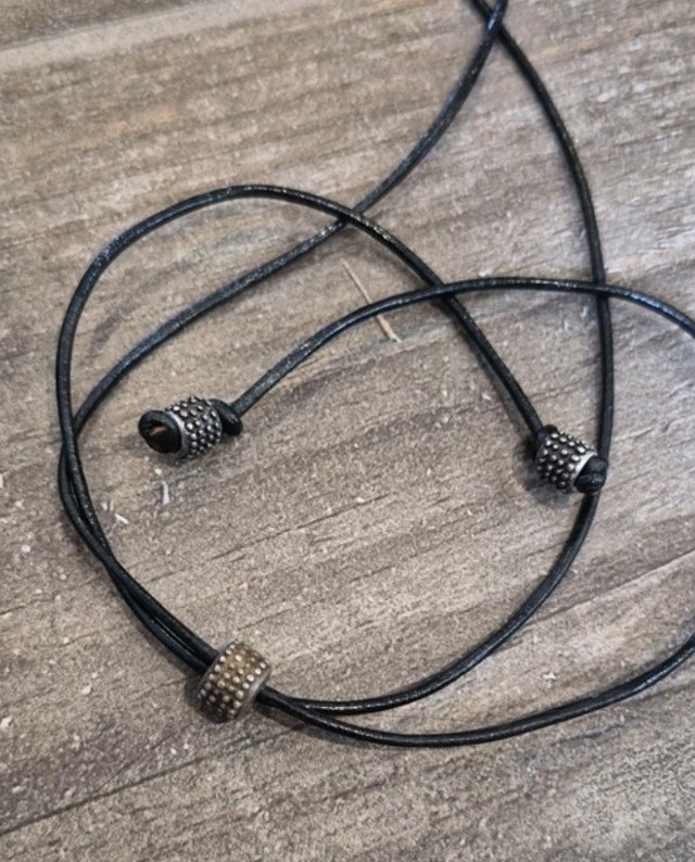 Vintage Eclectic Charm Bead Adjustable Length Leather Cord Necklace