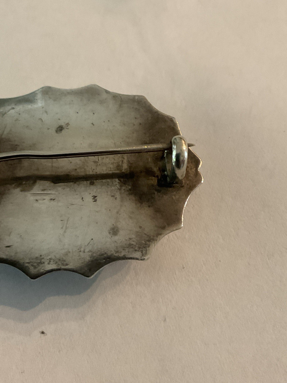 Antique Sterling Silver and Grey Agate Stone Scottish Pin 9.64 Grams