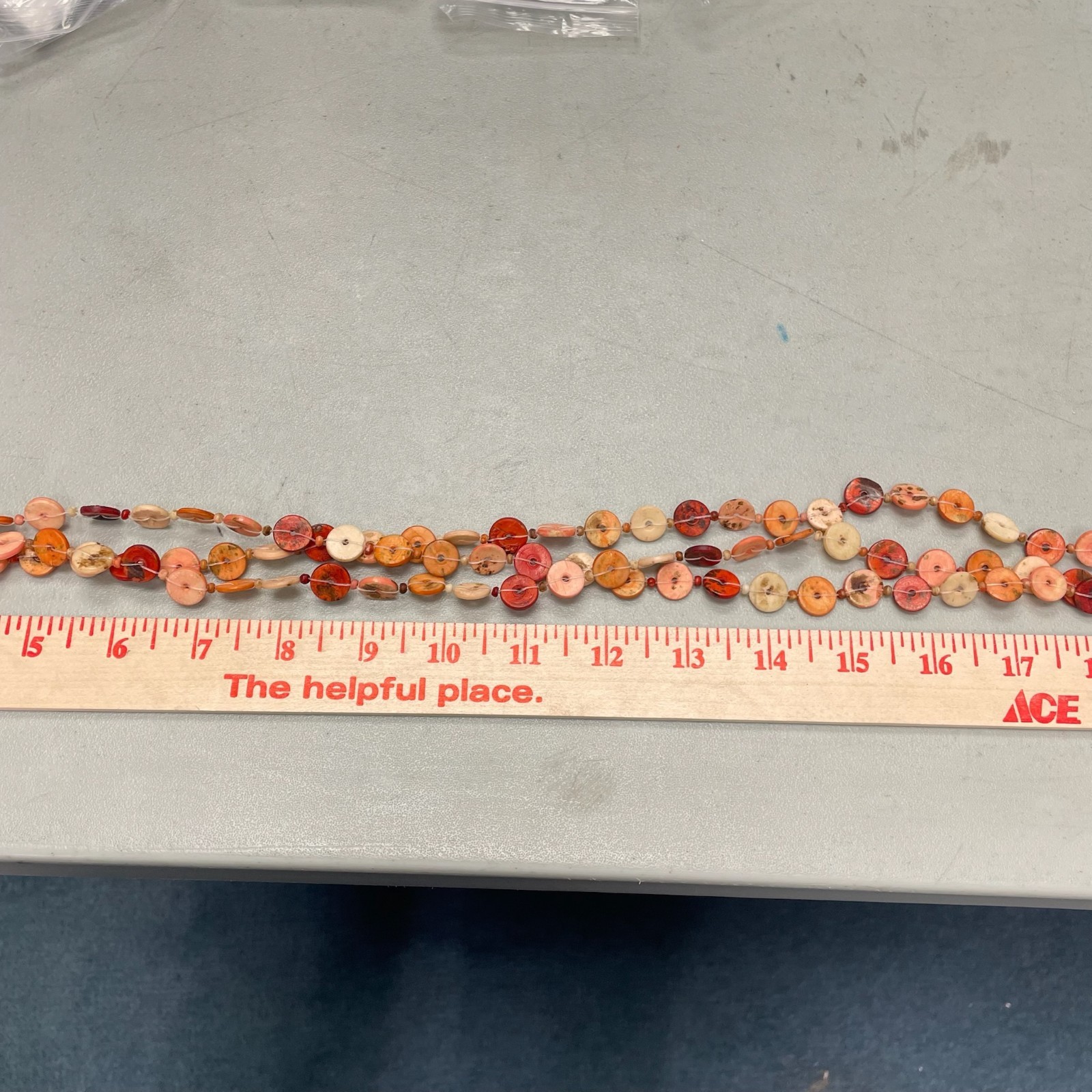Vintage Multicolor Shell Nugget Nude Dyed Wood Lobster Beaded Necklace – 19″