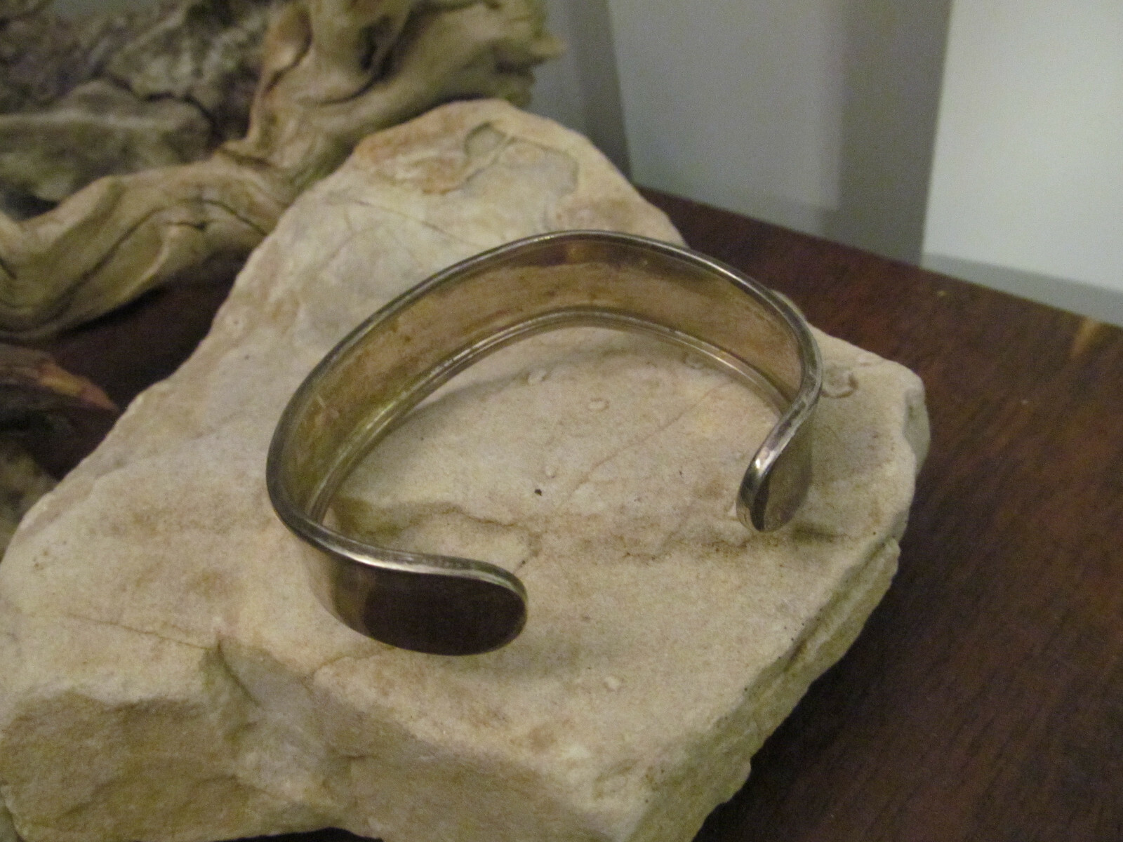 Vintage 925 Sterling Silver Wavy Pattern Band Cuff bracelet 21.4g