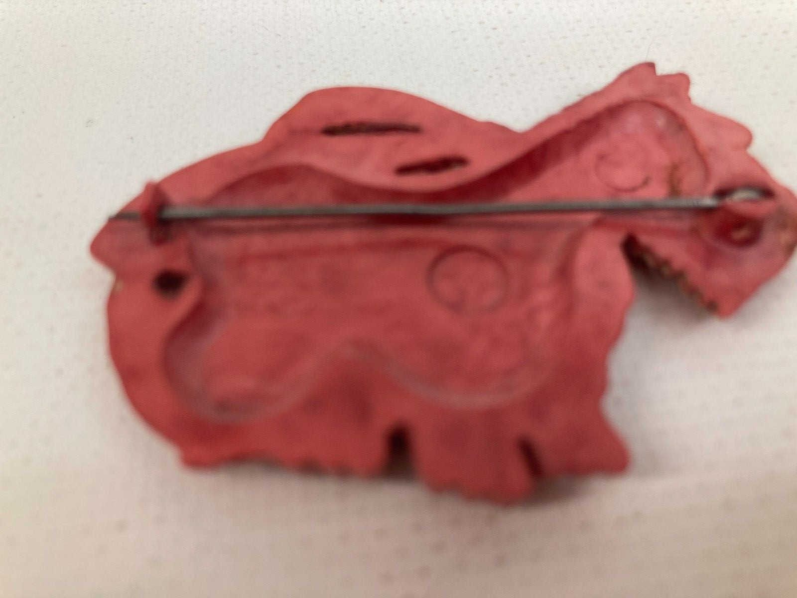 Vintage Pinkish Salmon Color Plastic Celluloid Scottie Dog Pin Brooch
