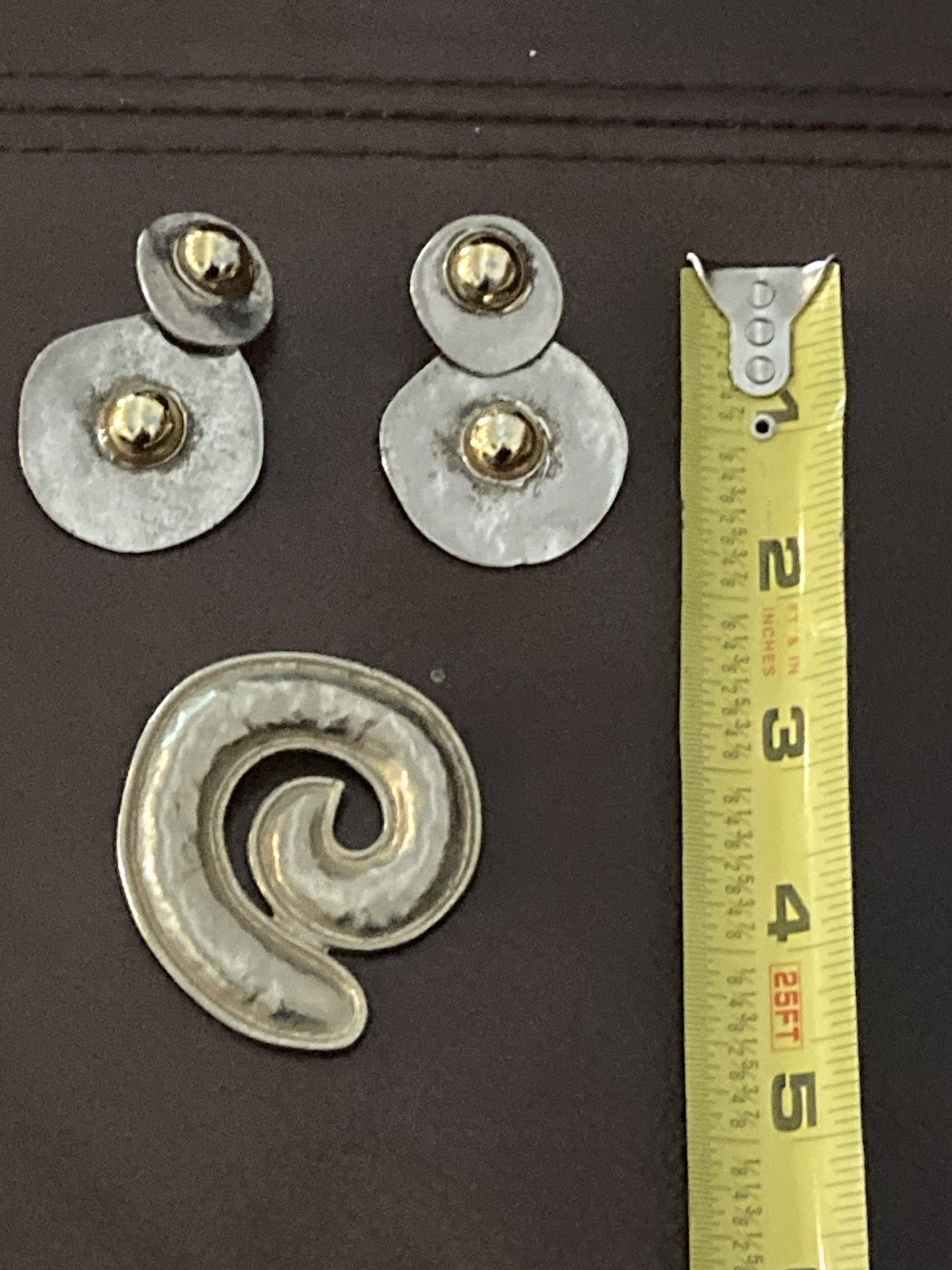 Modernist Gay Boyer Clip Earrings And An Unmarked Brooch