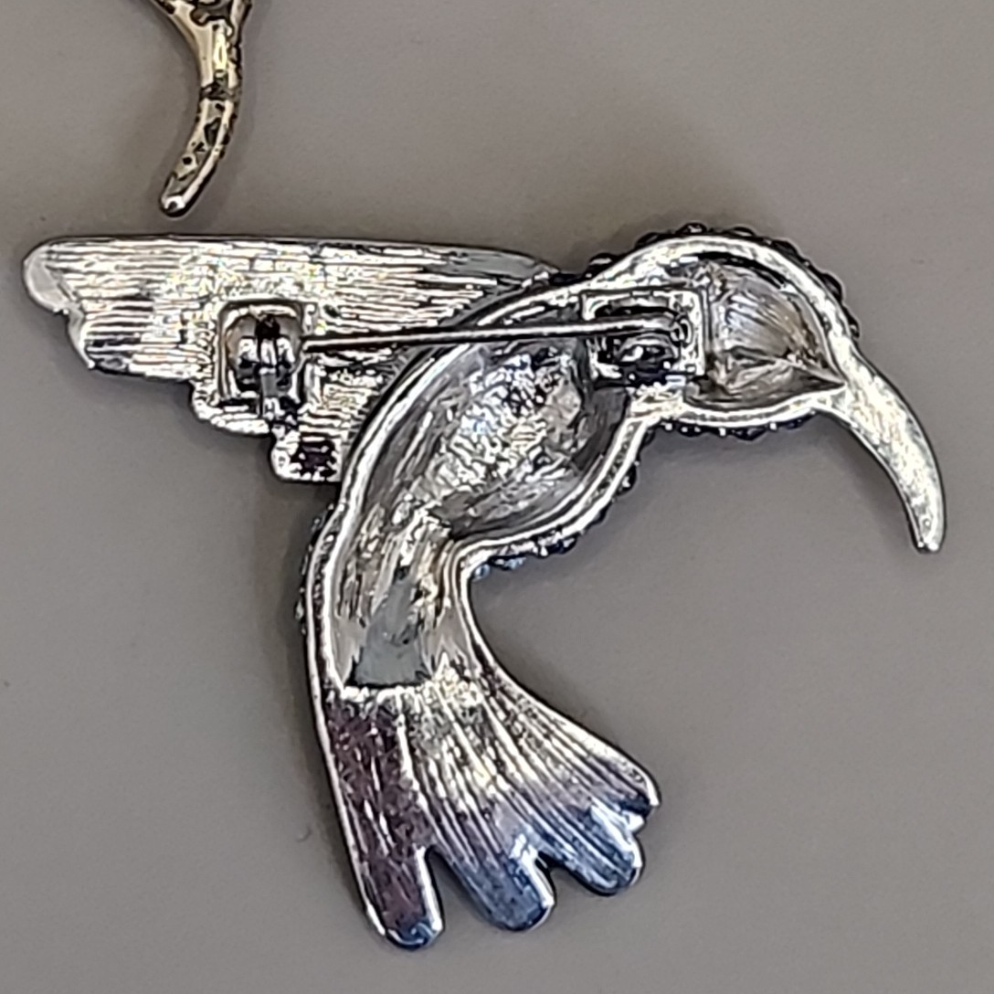 Hummingbird Brooch Lot of 3 Blue Rhinestones Enamel 1.5-2″