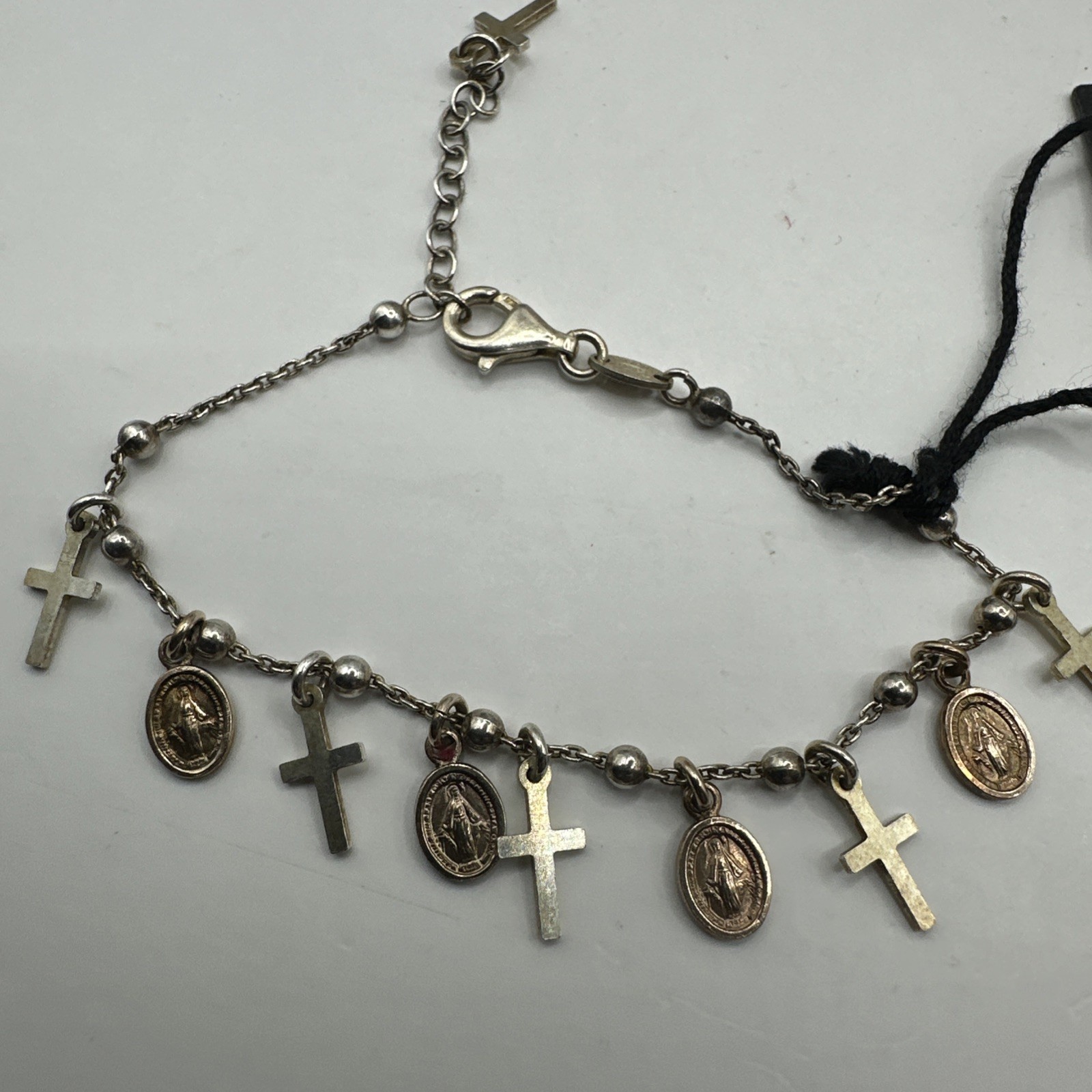 925 Vermeil Gold Over Sterling Silver Dyadema Rosary Bracelet Mary 6.5-8” NWT