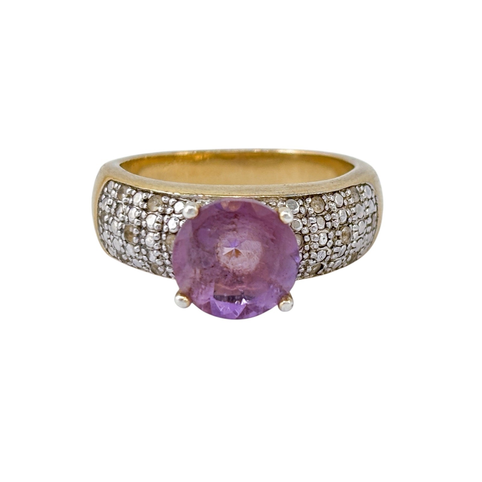 Purple Amethyst Ring | Gold Plated Sterling Silver 925 | Thailand | Size 10