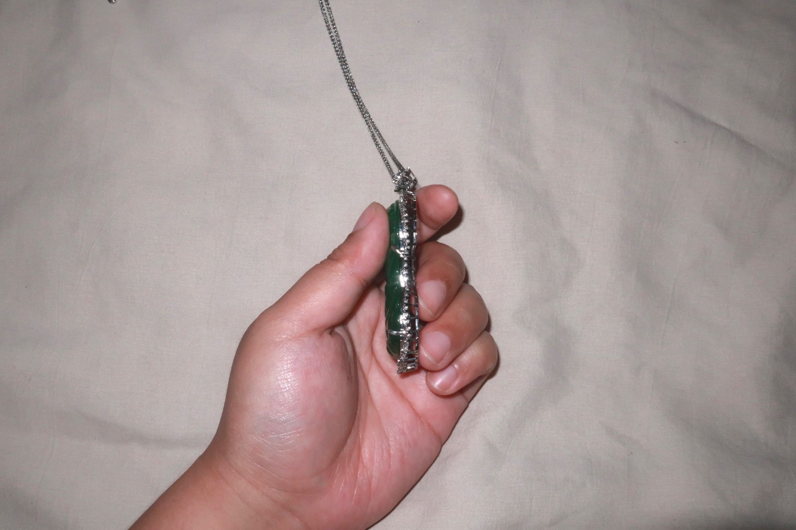 Rare Type A Natural Icy Green Jadeite Guanyin Pendant Translucent Feicui Deity