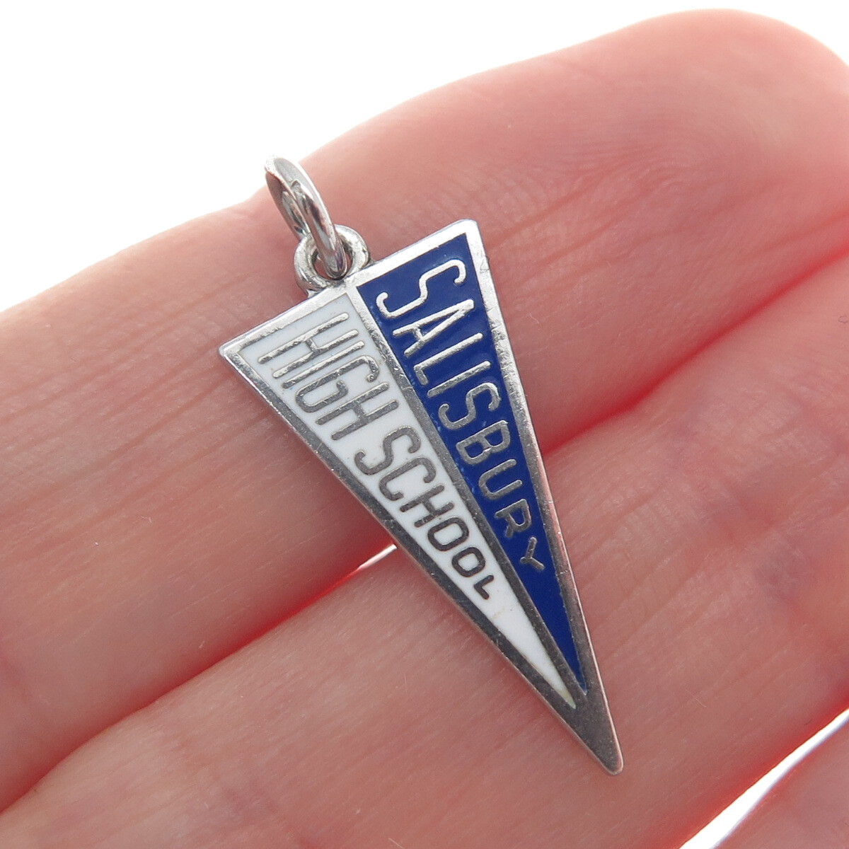 ART’S ELEGANCE Sterling Silver Vintage Enamel Salisbury High School Mini Pendant