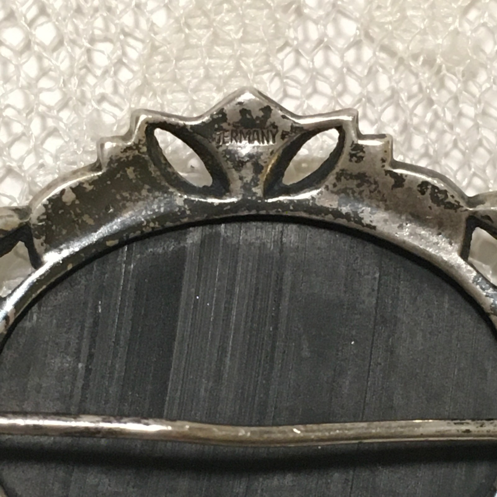 Vintage Sterling Silver Black Onyx Brooch Victorian Revival Romantic Germany
