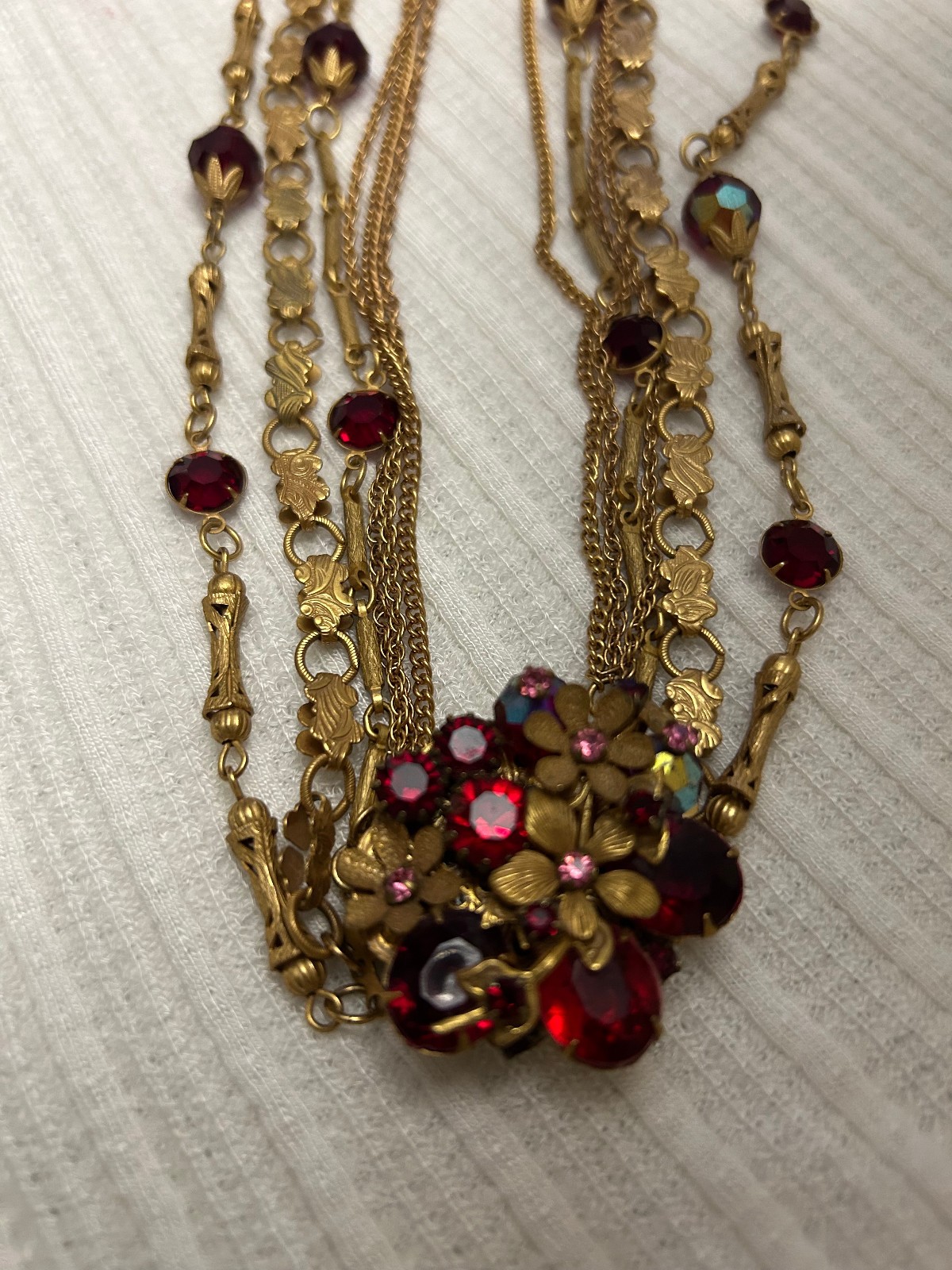 Verified RARE 40’s Miriam Haskell Multi Detailing Strand W/ Faceted Crystal