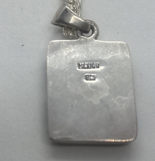 Vintage Sterling Silver Multi Stone Chunky Pendant On 21” Figaro Chain 20.8 Gr