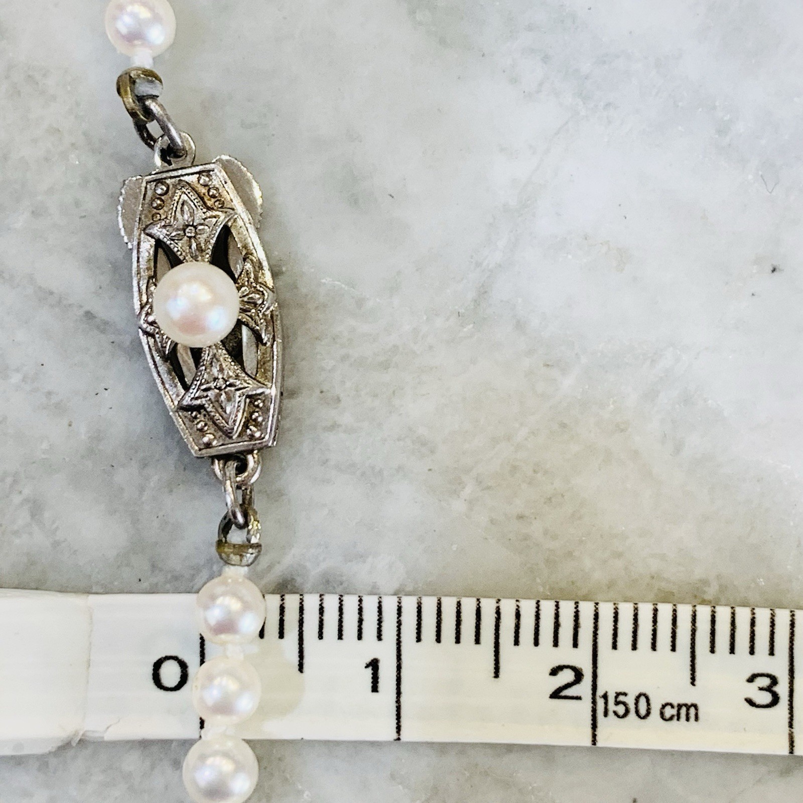 Mikimoto Akoya Pearl Necklace Strand Graduated Hi Luster VTG Japan Silver 18”