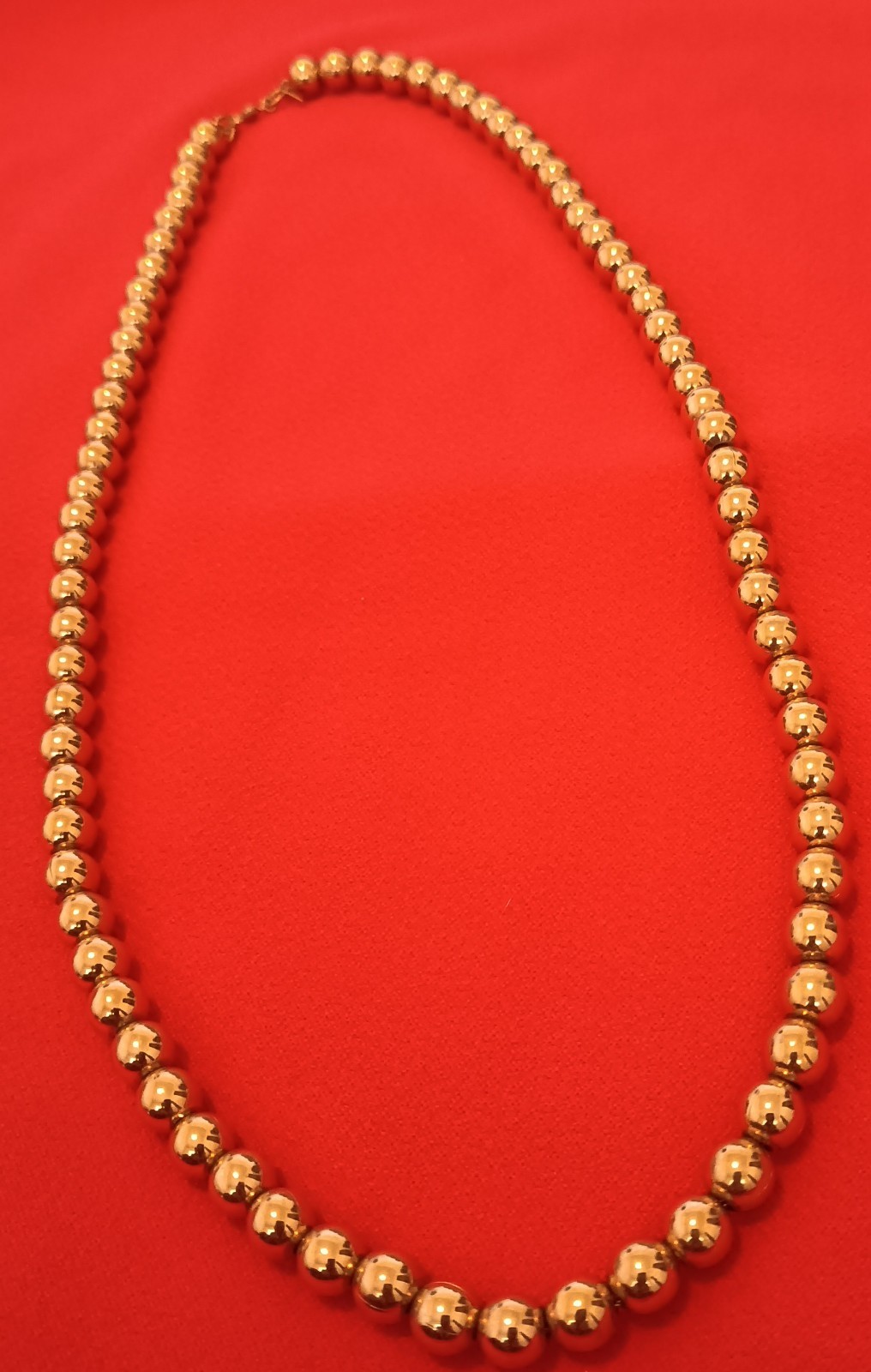 Vintage MCM Monet gold plated 8mm beads Neclace 25” on Chain Heavy Sister Clasp
