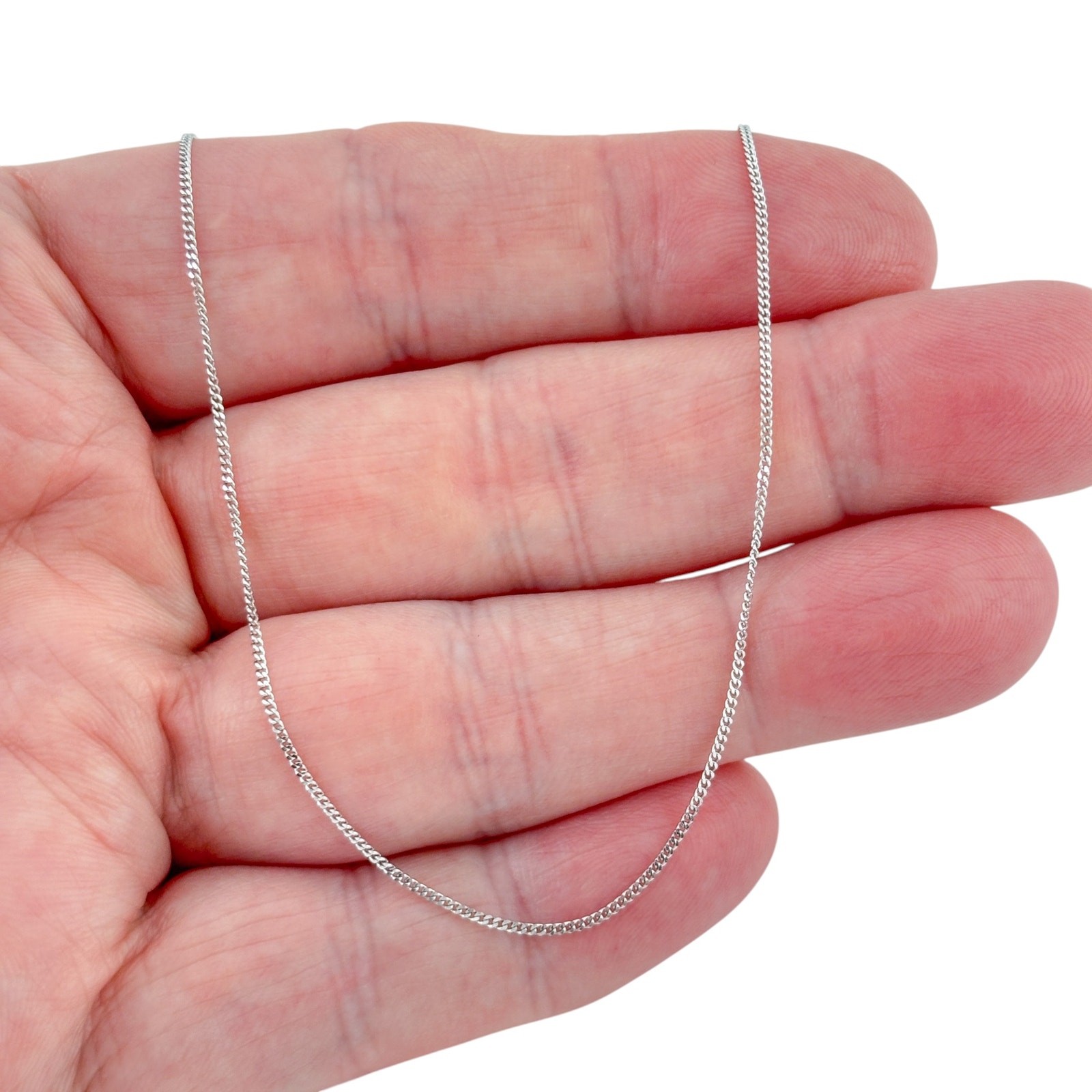 Vintage Sterling Silver 925 Curb Link Chain Necklace 15.5″, 16.5″, 17.5″