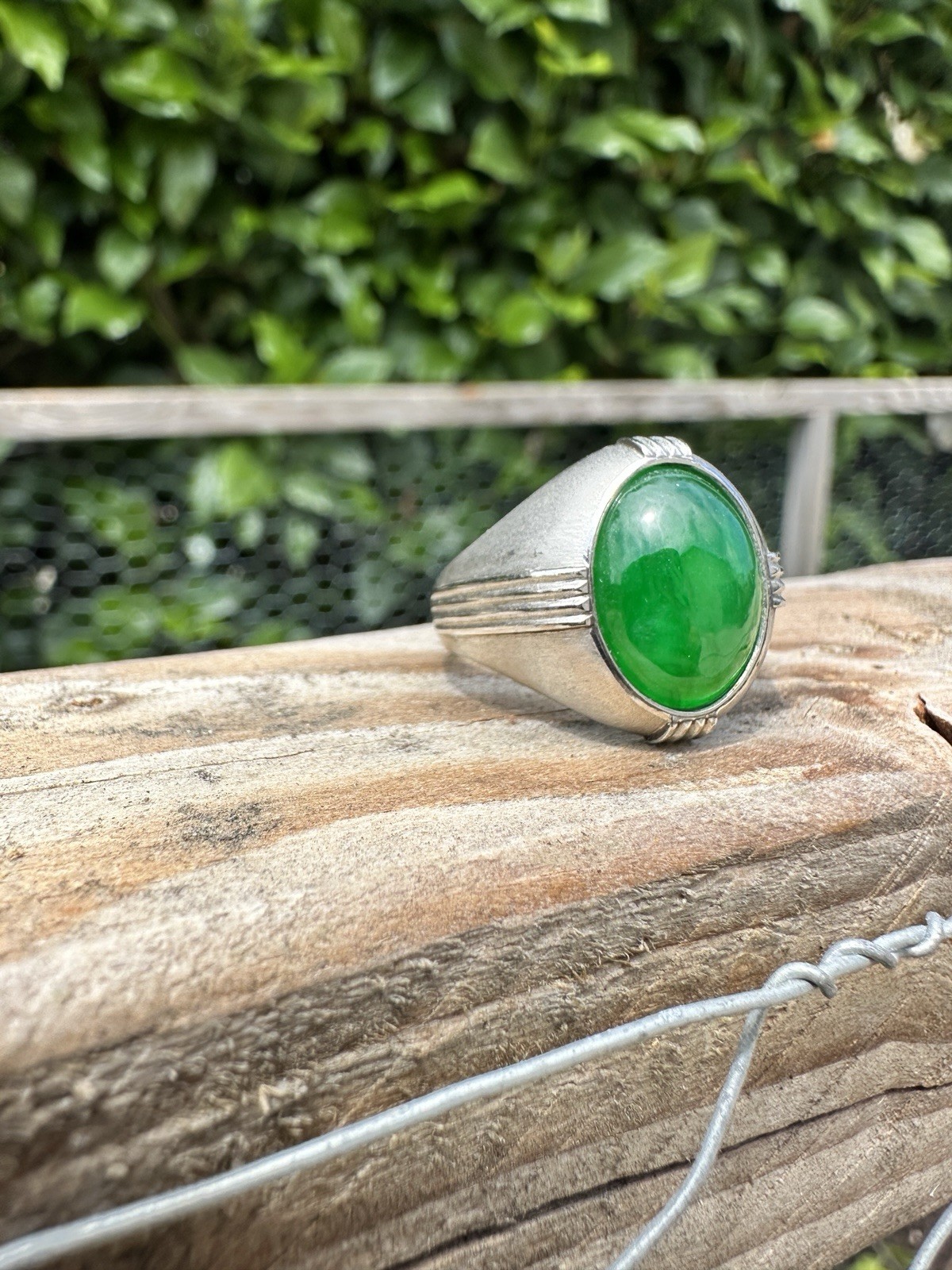 Art Deco, Translucent Vivid, Green 7.5 Carat Jadeite Platinum Ring
