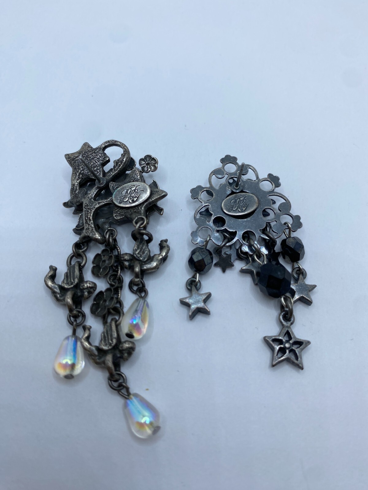 Vintage Kirks Folly Mismatched Pair Earrings Celestial Sun Star Angels Flowers