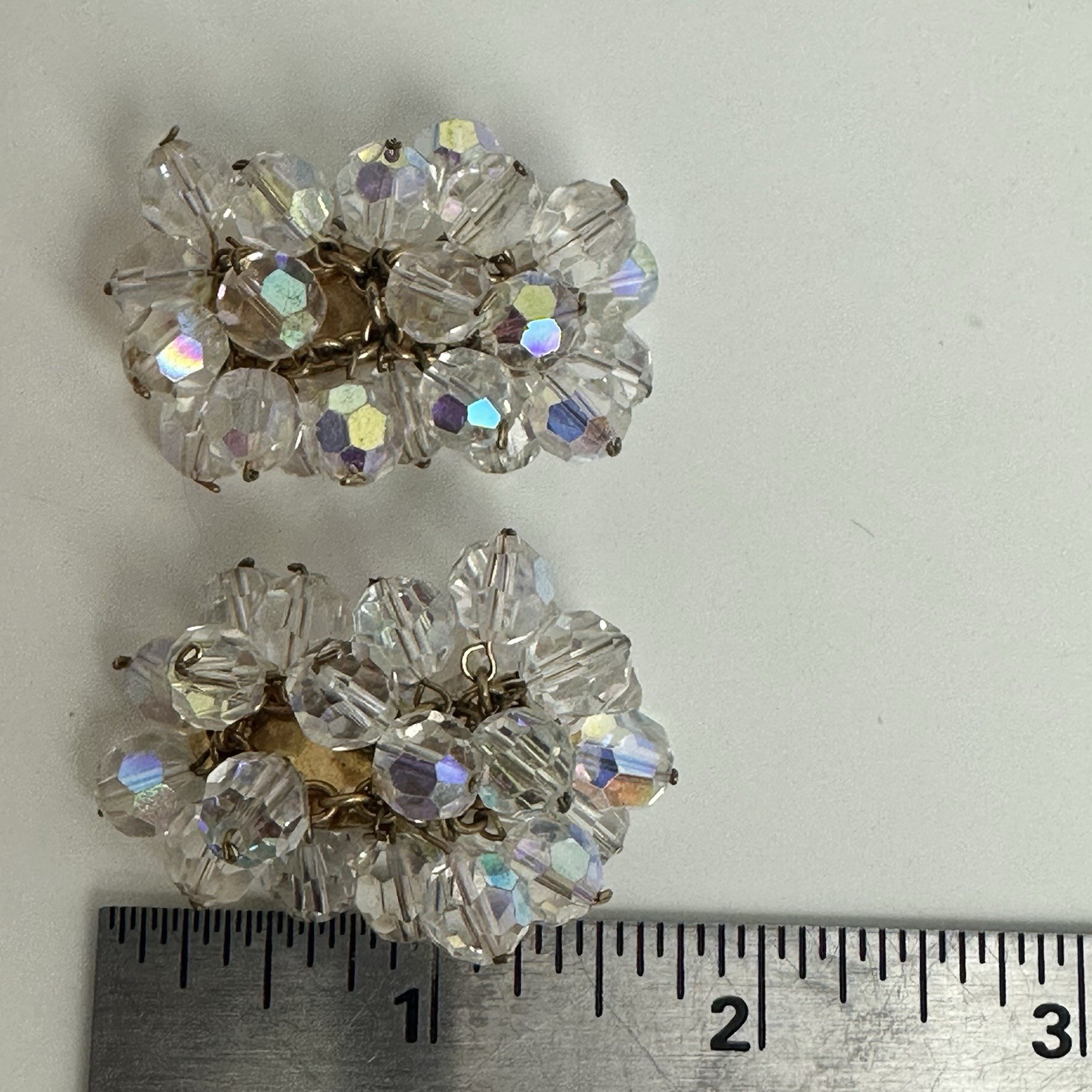 Vintage Clip On Earring Lot Millefiore Hollycraft Star Orchid Moonglow Purple