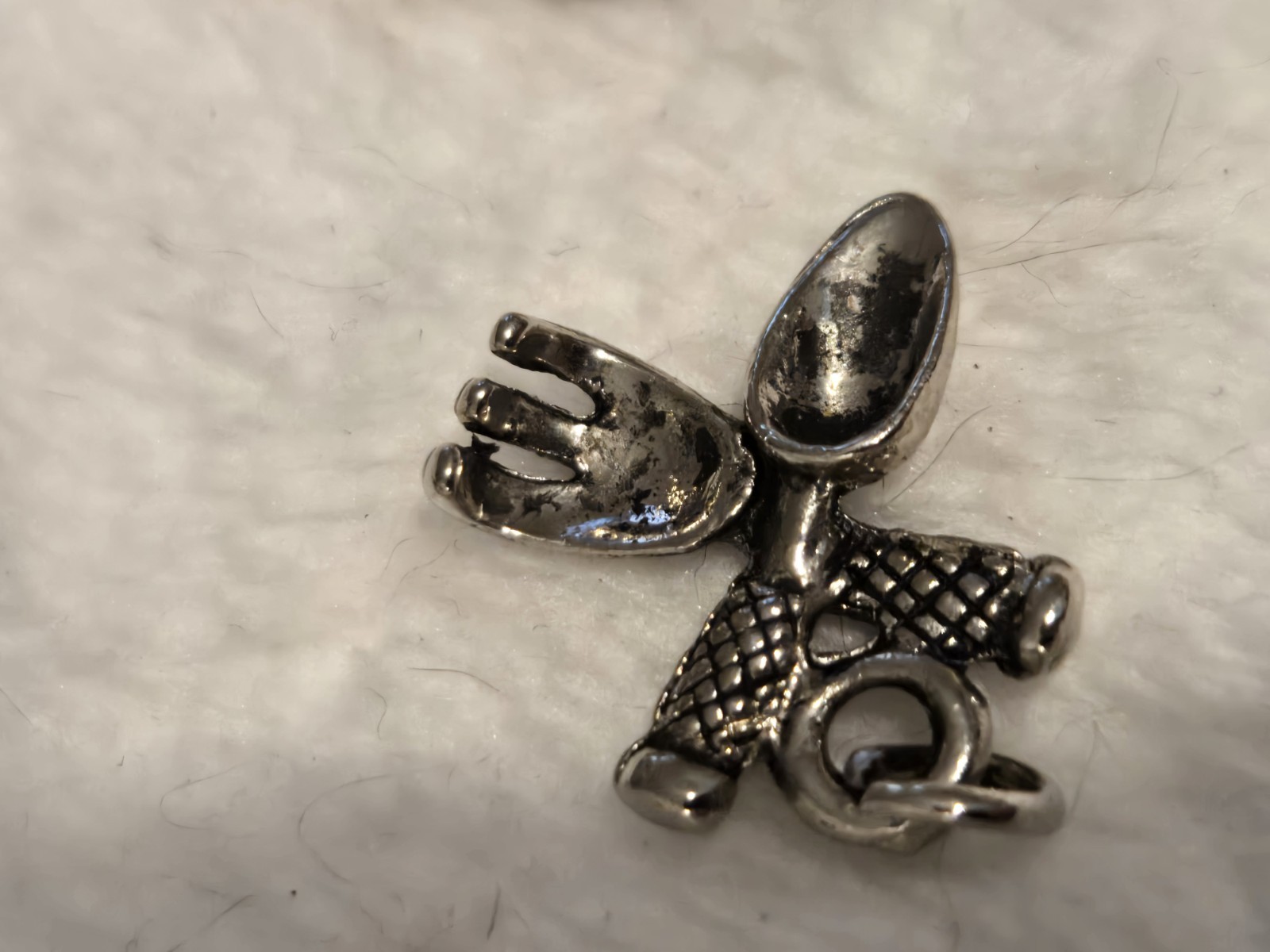 Lot of 4 Gardening Charms Silvertone Watering Can Bee Wheelbarrow Trowel