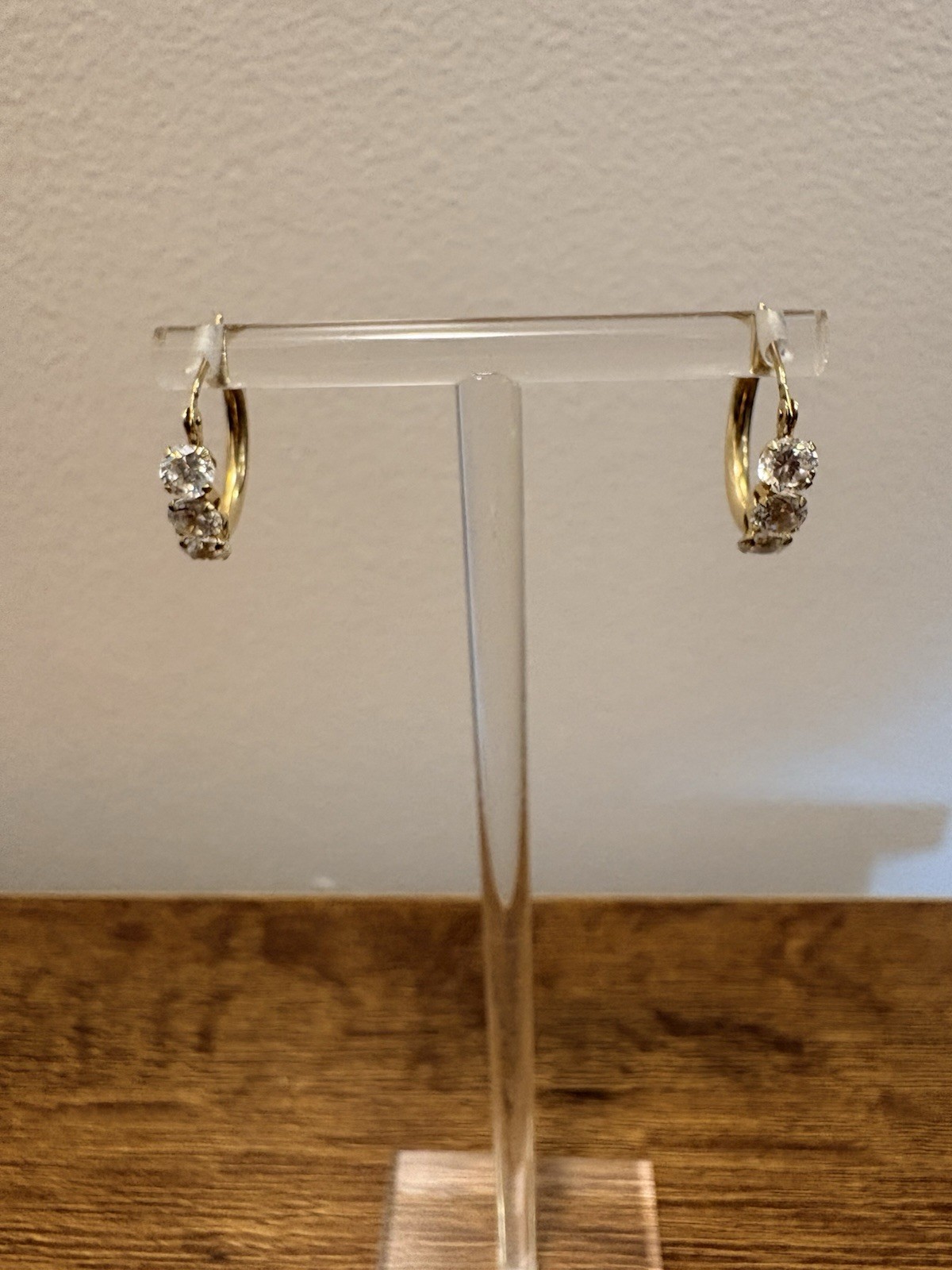 14K Yellow Gold CZ Mini Hoop Huggie Earrings