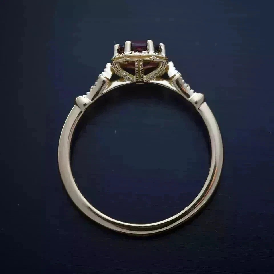 2Ct Art Deco Style Round Lab Created Ruby & Ruby Engagement 14K Gold Finish Ring