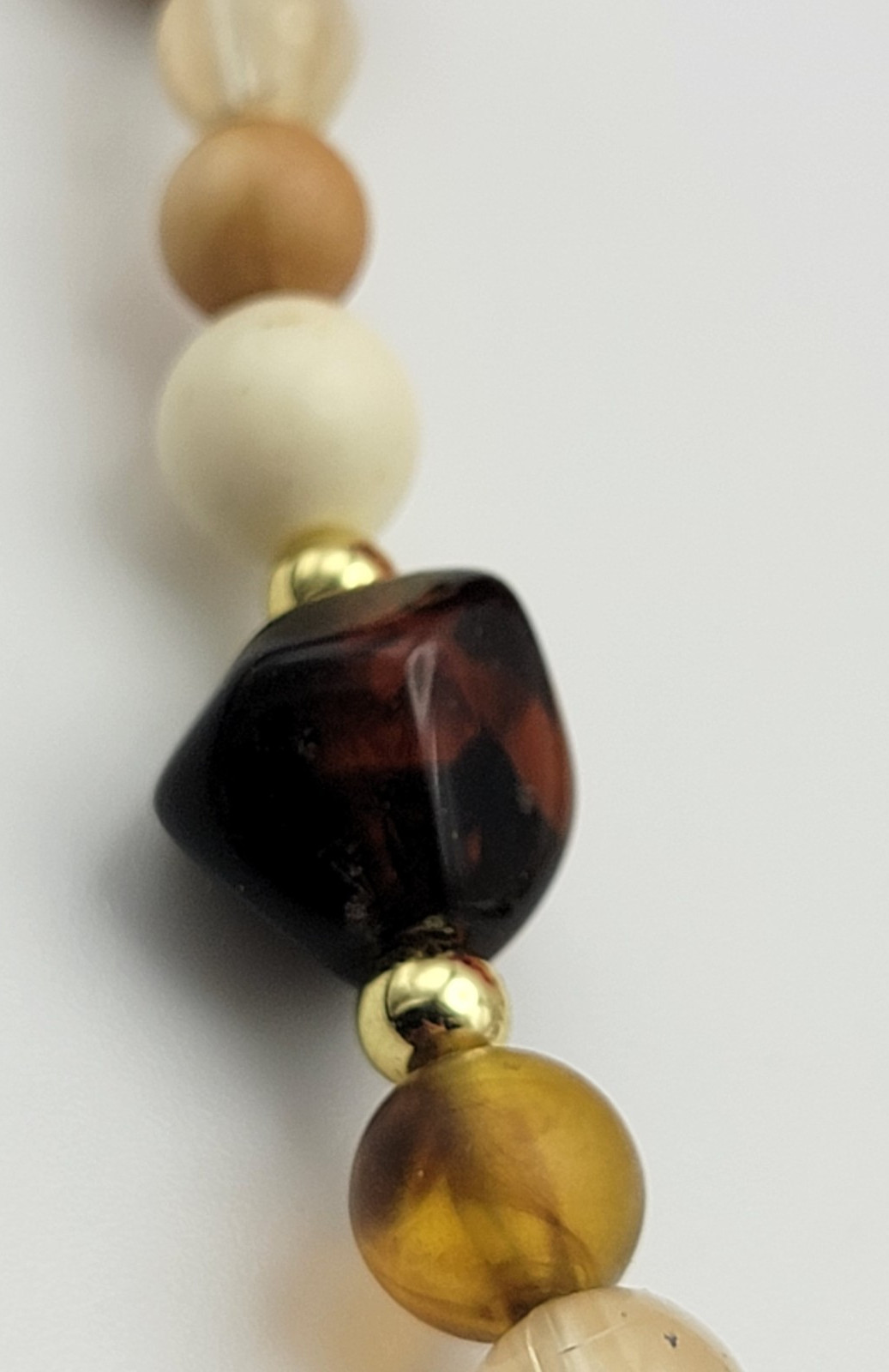 Vintage Earth Tones Lucite And Wood Beaded Necklace 32″ – Elegant Statement