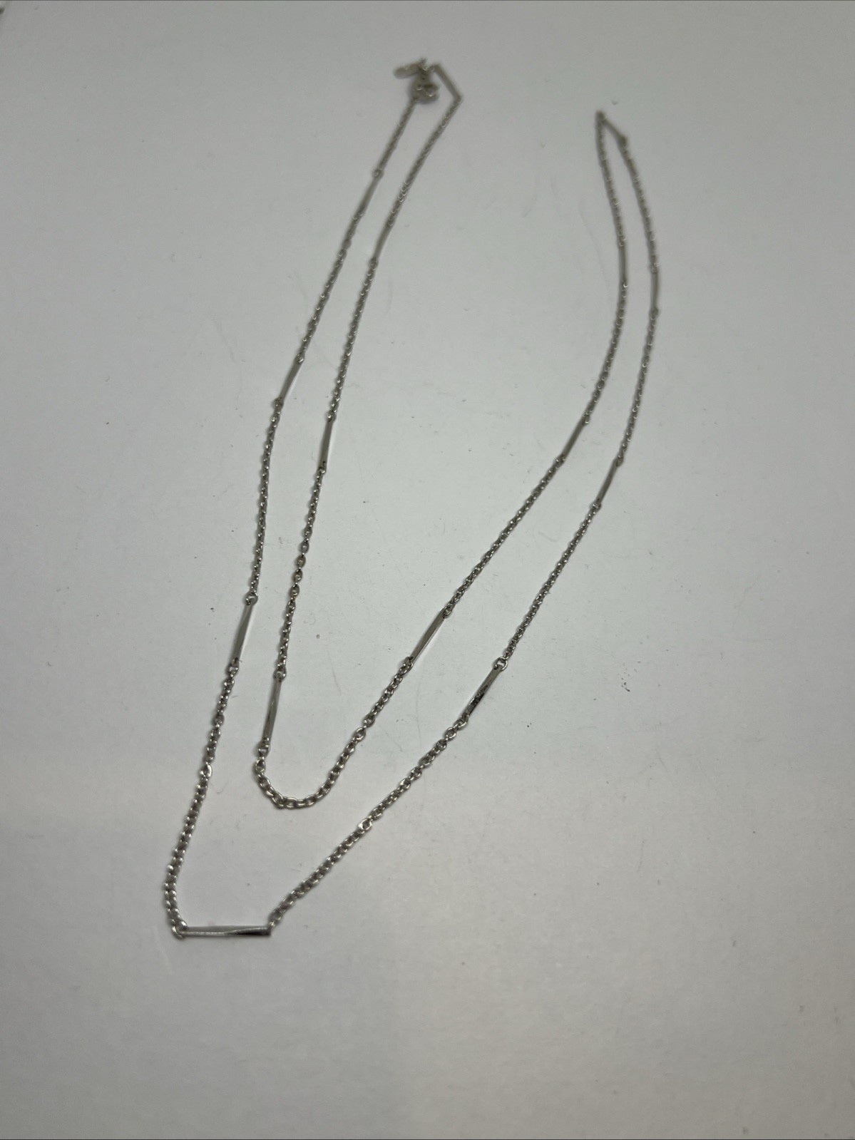 Vintage Monet Silver Tone Minimalist Bar Link Long Chain 30” Necklace