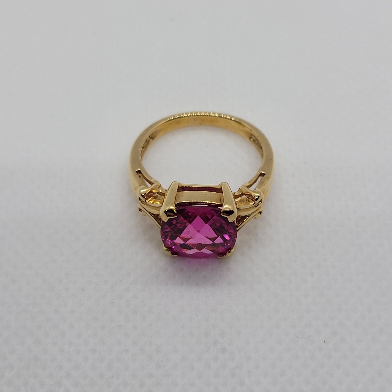 Vtg Ross Simons Gold Vermeil Sterling 925 Cushion Cut Pink Glass Stone Size 7