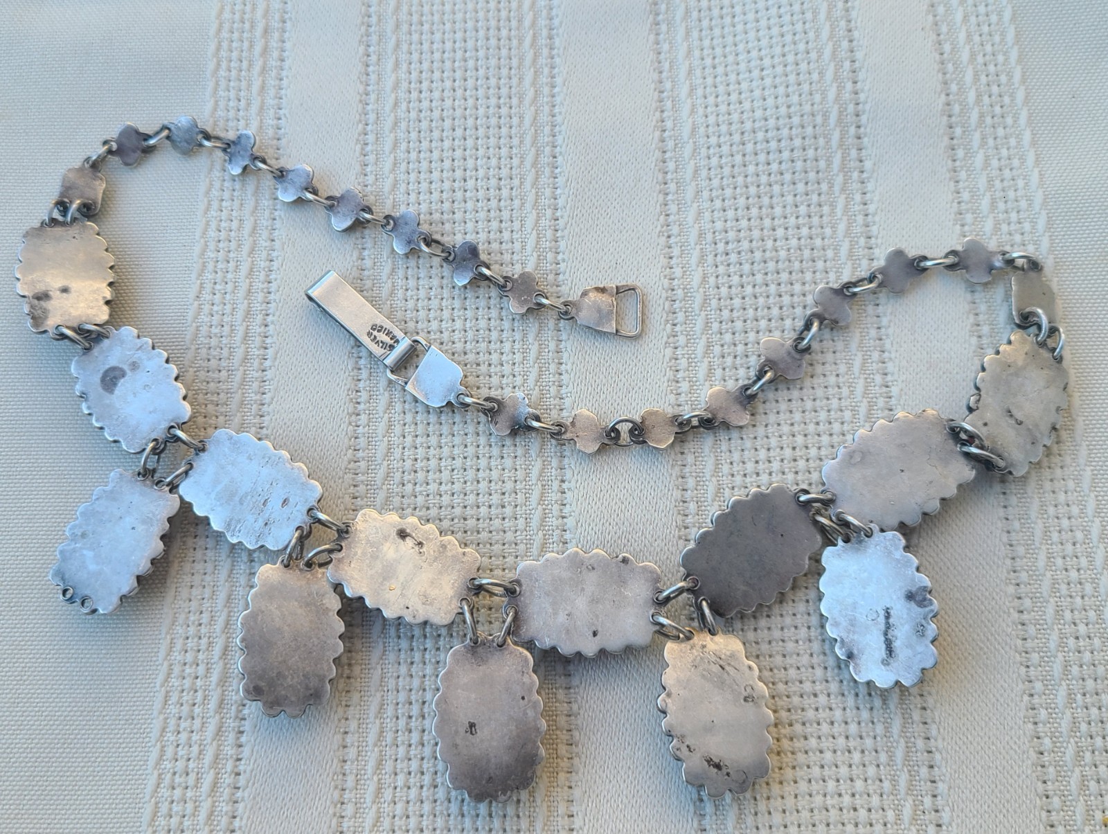 Vintage Sterling Silver Dragon’s Breath & Gold Foil Glass Jelly Opal Necklace