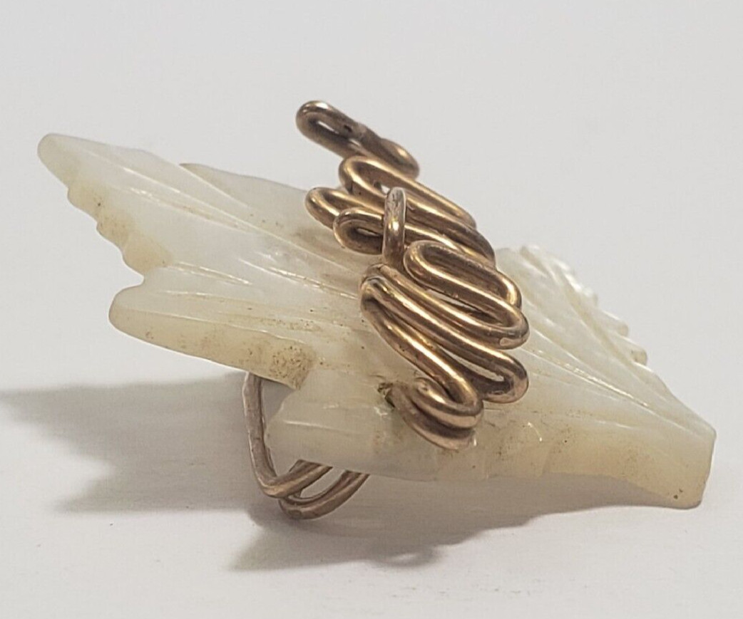 Vintage Mother of Pearl Leaf “Mother” Pin Brooch about 1″ Cursive Script Wire