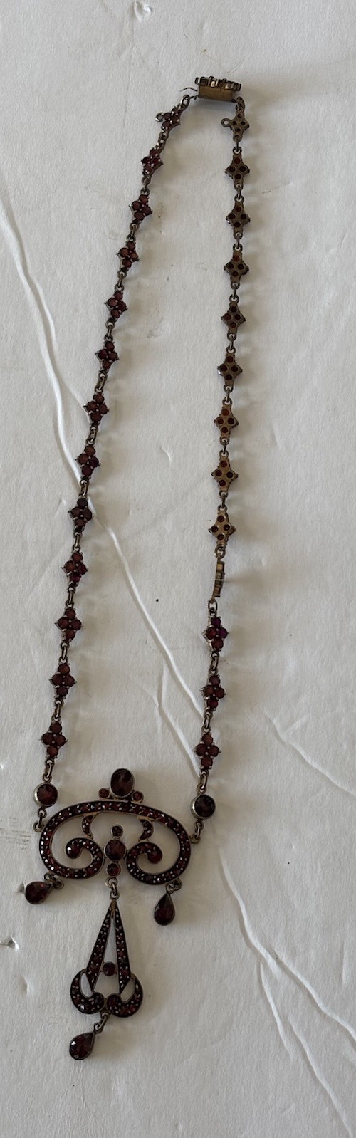 Antique Bohemian Garnet Festoon Drop Neclace Drape Bib Czech?