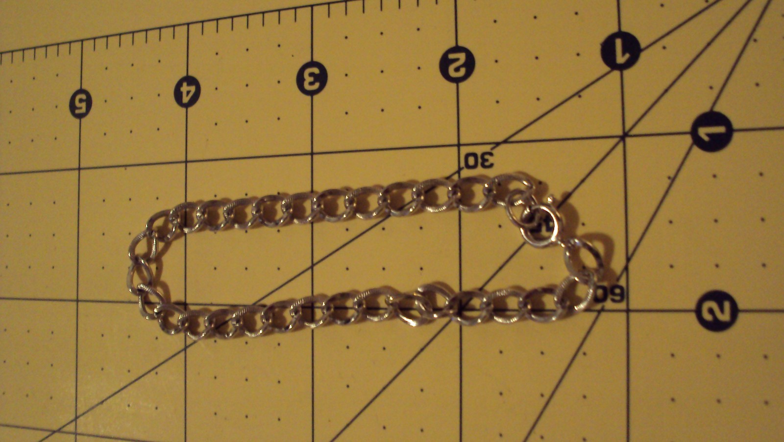 Vintage Sterling Silver starter charm bracelet lg Single curb links 7.25″ 121513