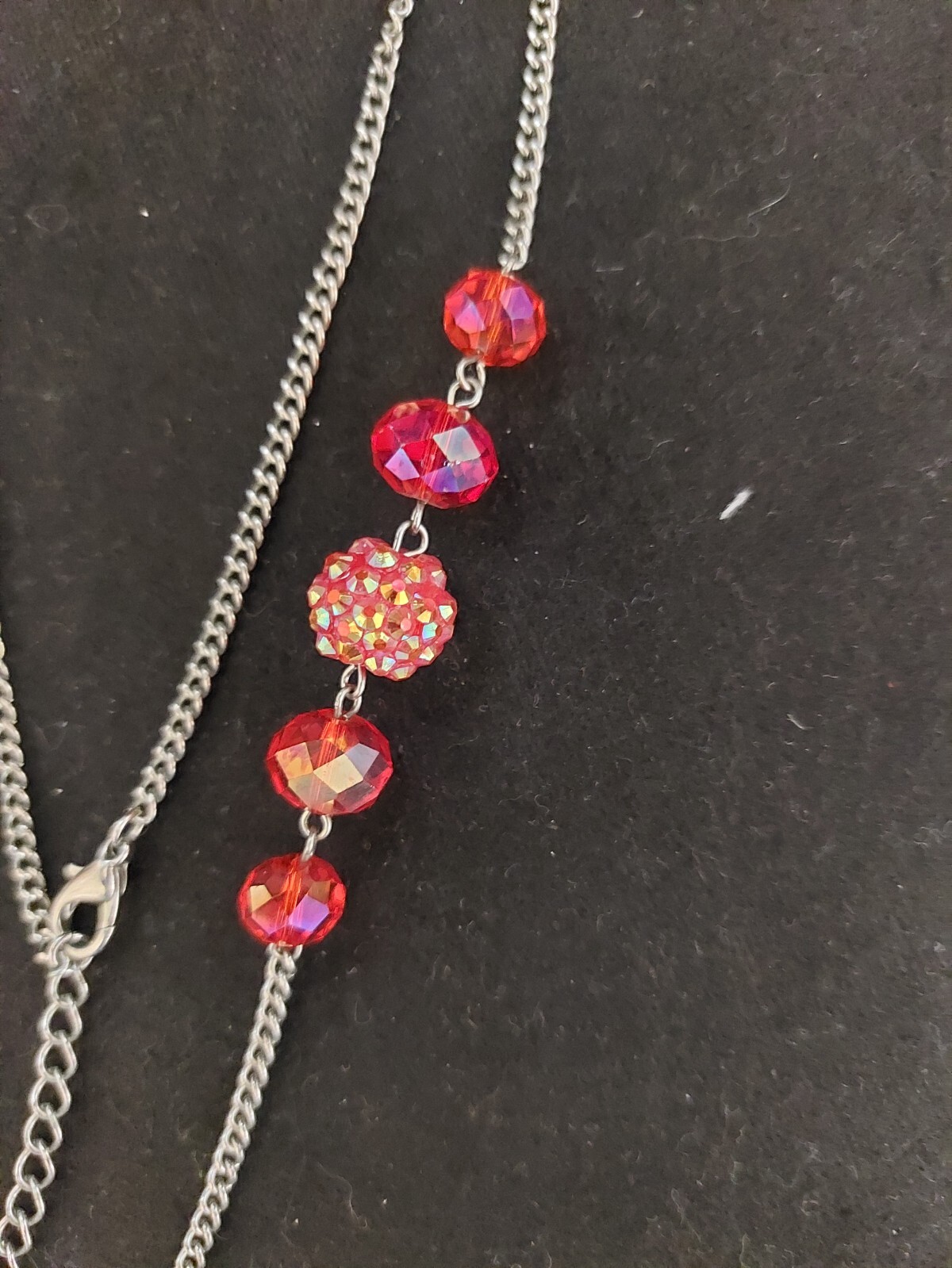 Red Sparkle Bead Chain Lanyard with Swivel Lobster Claw Clasp 28″