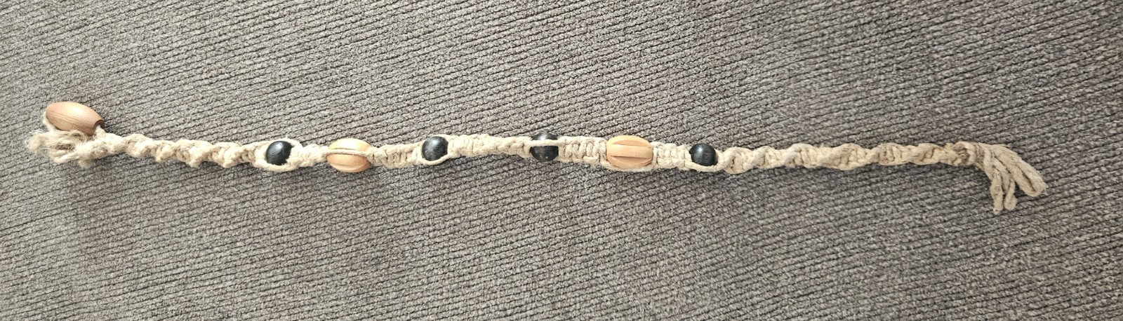 California ’60s’70s Vintage Original Hemp Beaded Necklace Boho Chic Antique Rare