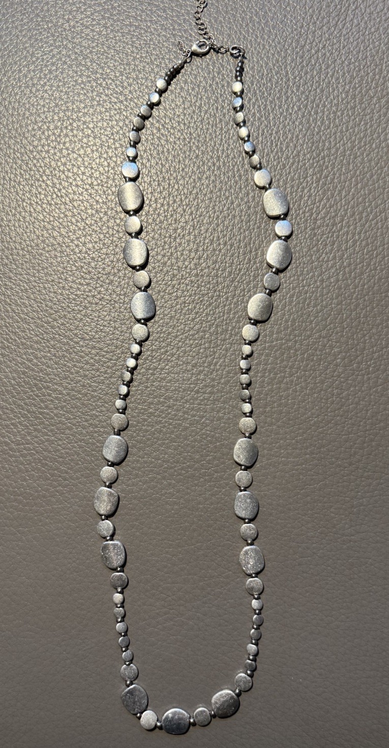 Vintage Designer Silver tone 36” Aluminum Necklace