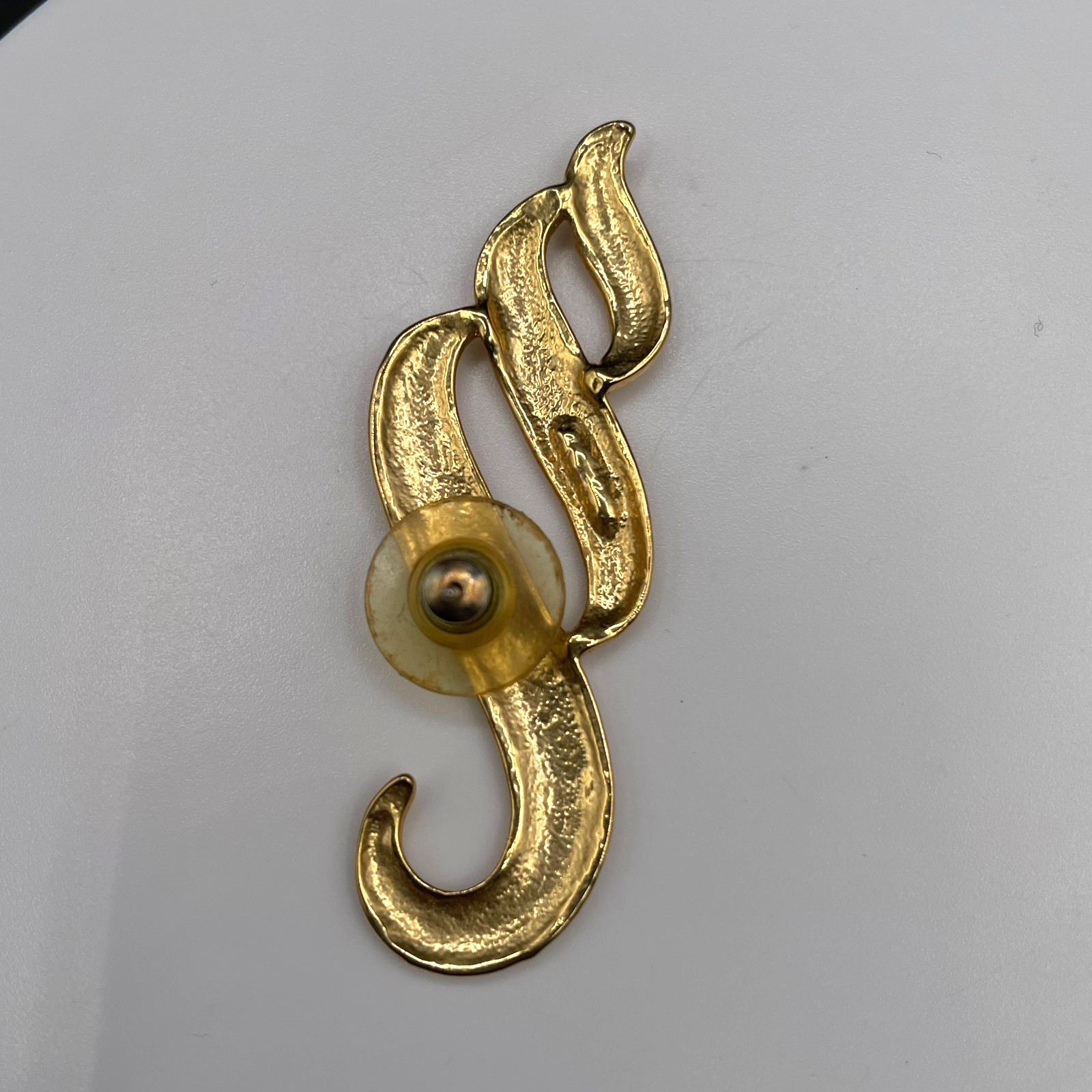 Vintage Gold Tone Abstract Swirl Ribbon Wave Brooch Pin Jewellery 2 Inch