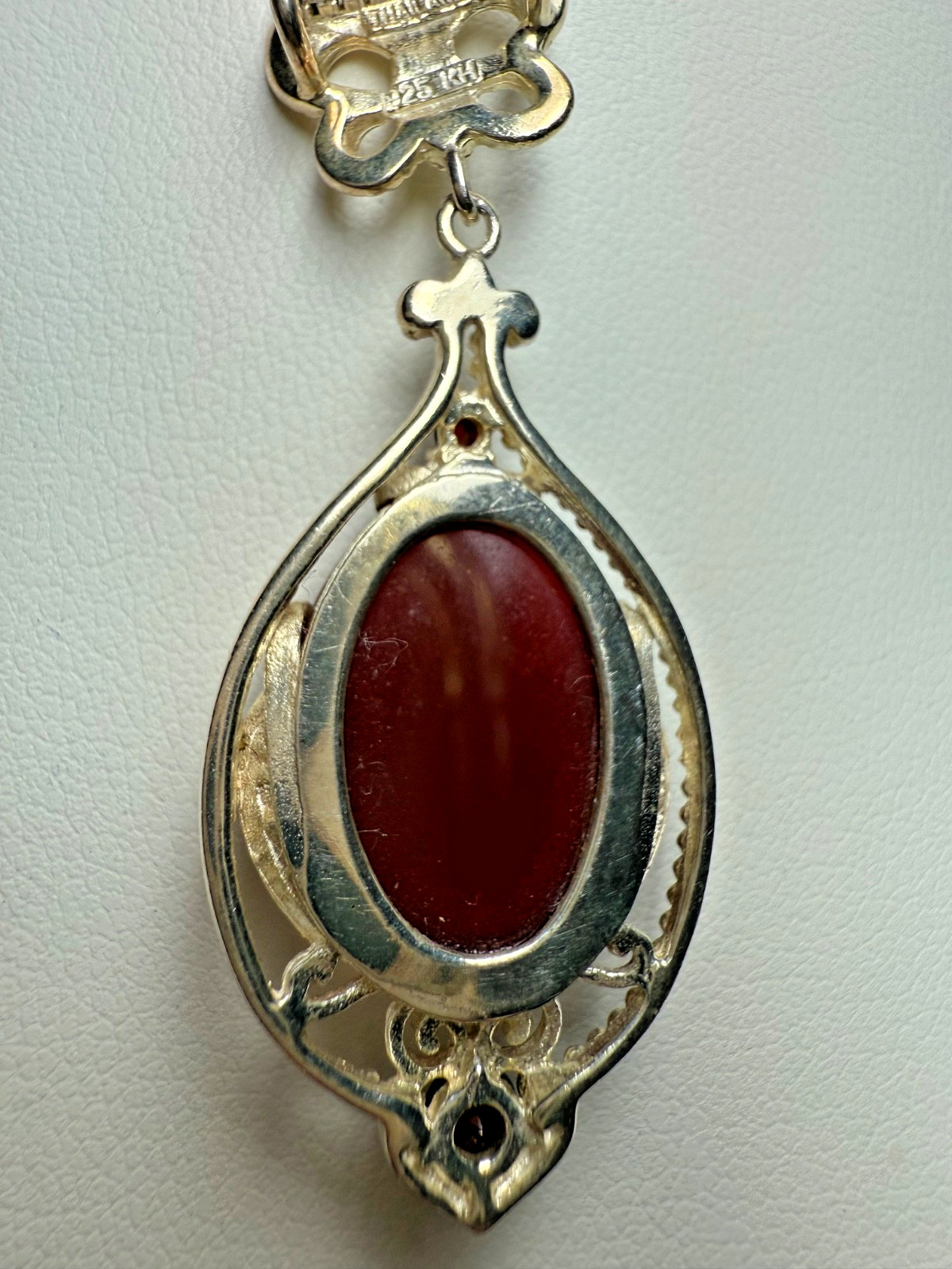 VTG Kit Heath Sterling Silver Butterfly Necklace Earrings Set Red Cabochon 925