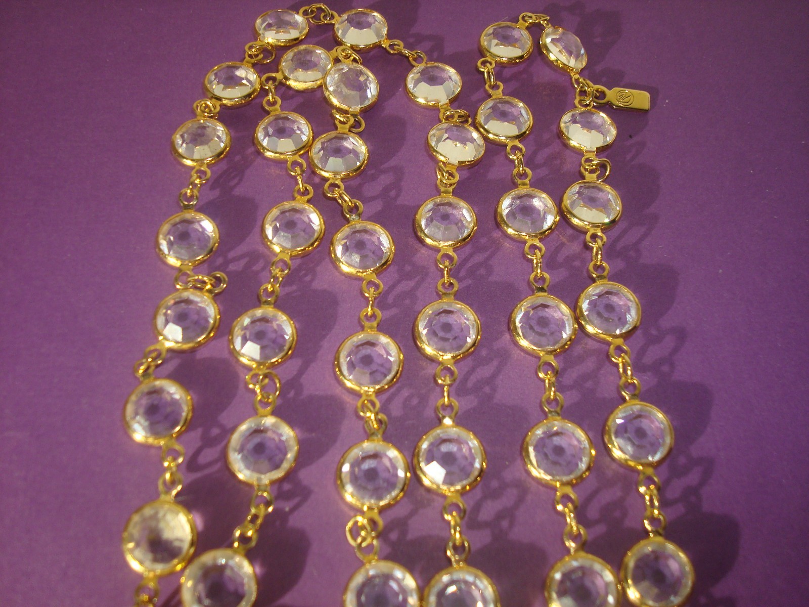 SWAROVSKI SWAN SET/LOT CLEAR CRYSTAL BEZEL NECKLACE 36″&EARRINGS,CLUSTER,DANGLE