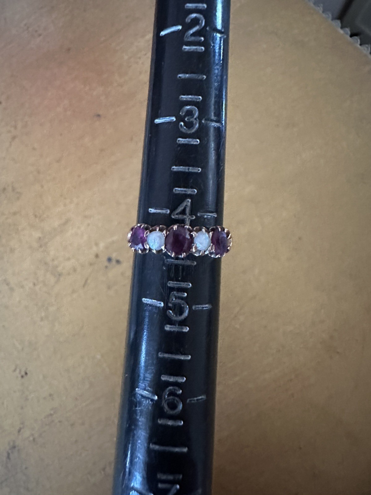 💎 Antique Edwardian 18K Ruby & Pearl Five-Stone Pinky Ring – Size 4.25