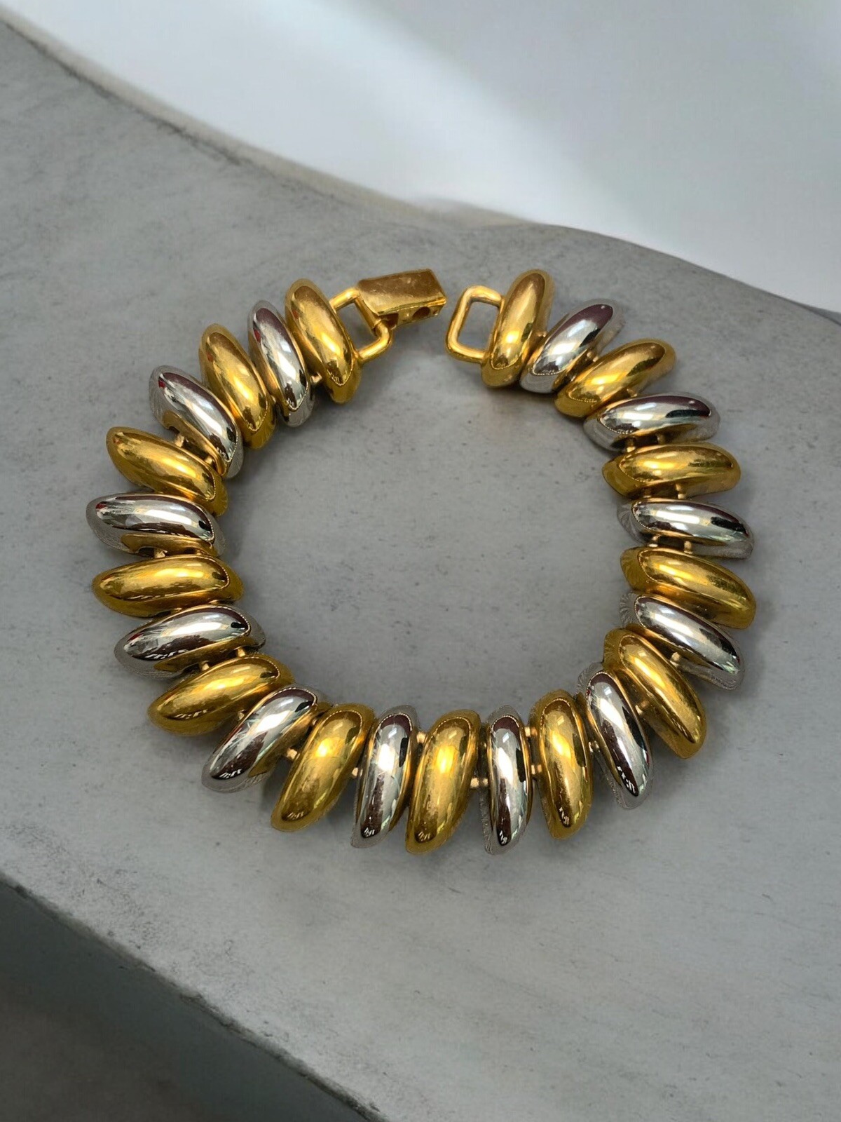 Vintage Silver Gold Tone San Marco Style Bracelet 8”