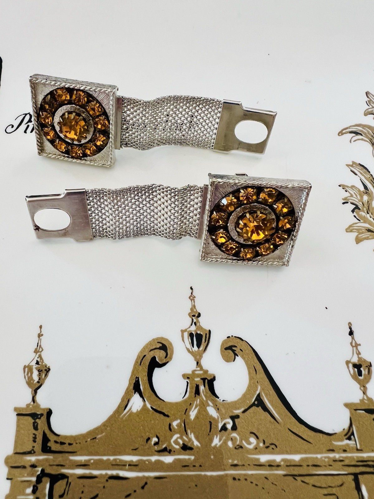 Di Gino Designer High End Retro 40’s Rhinestones Cufflinks