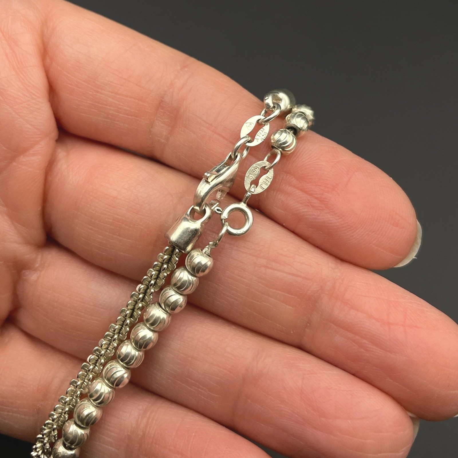 Sterling Silver Bracelet Stack Bundle Twist Chain Beaded Chain Lot