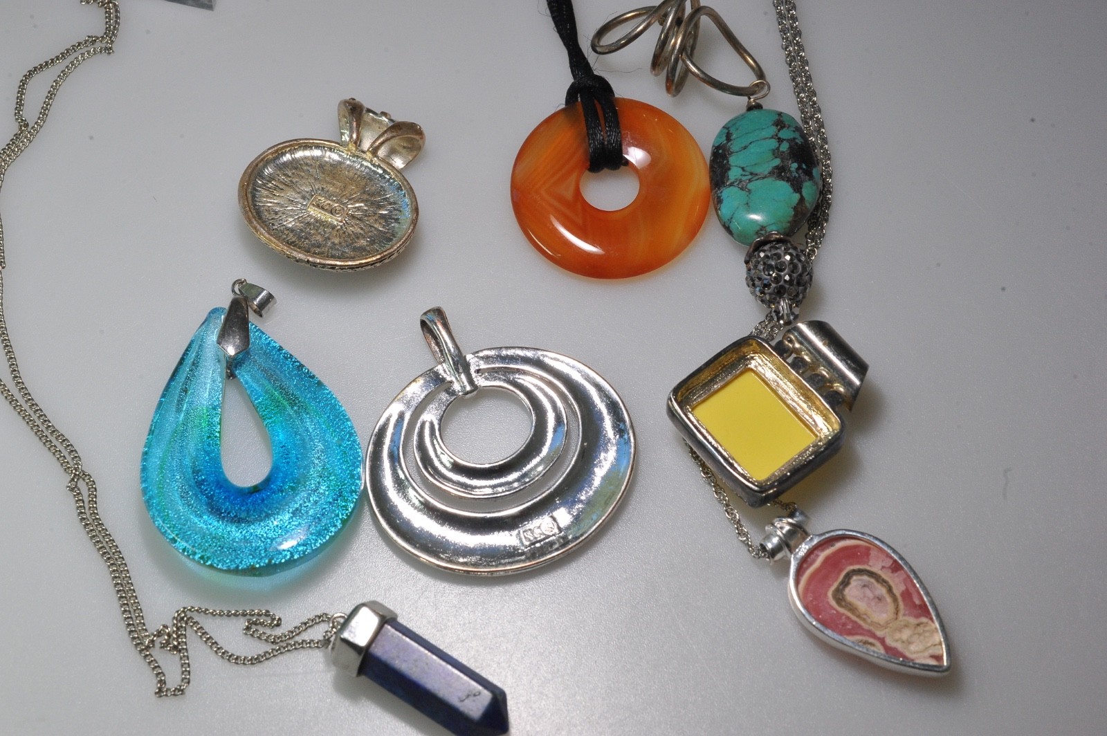 Pendant lot vtg to now variety jewelry craft or wear stone glass other PK27