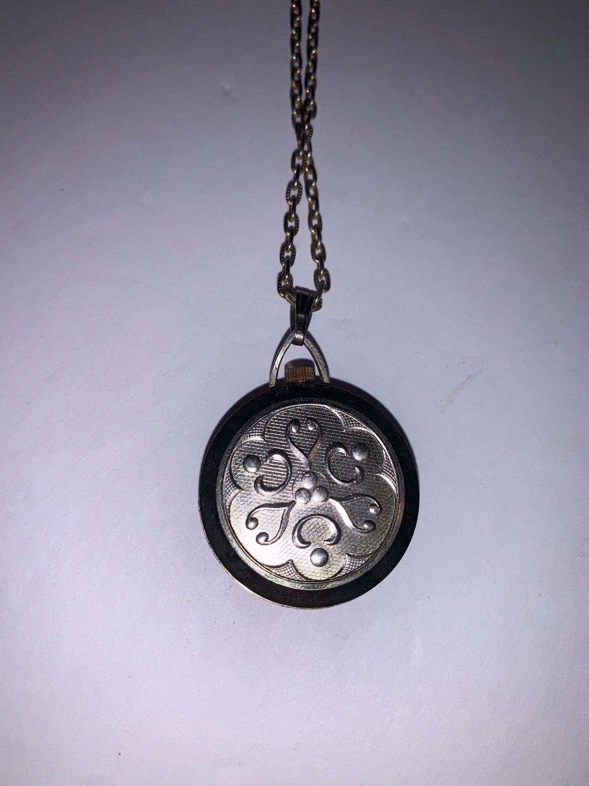 Vintage Lucerne Necklace Watch Gold Toned With Clear Rhinestone Not sure if work