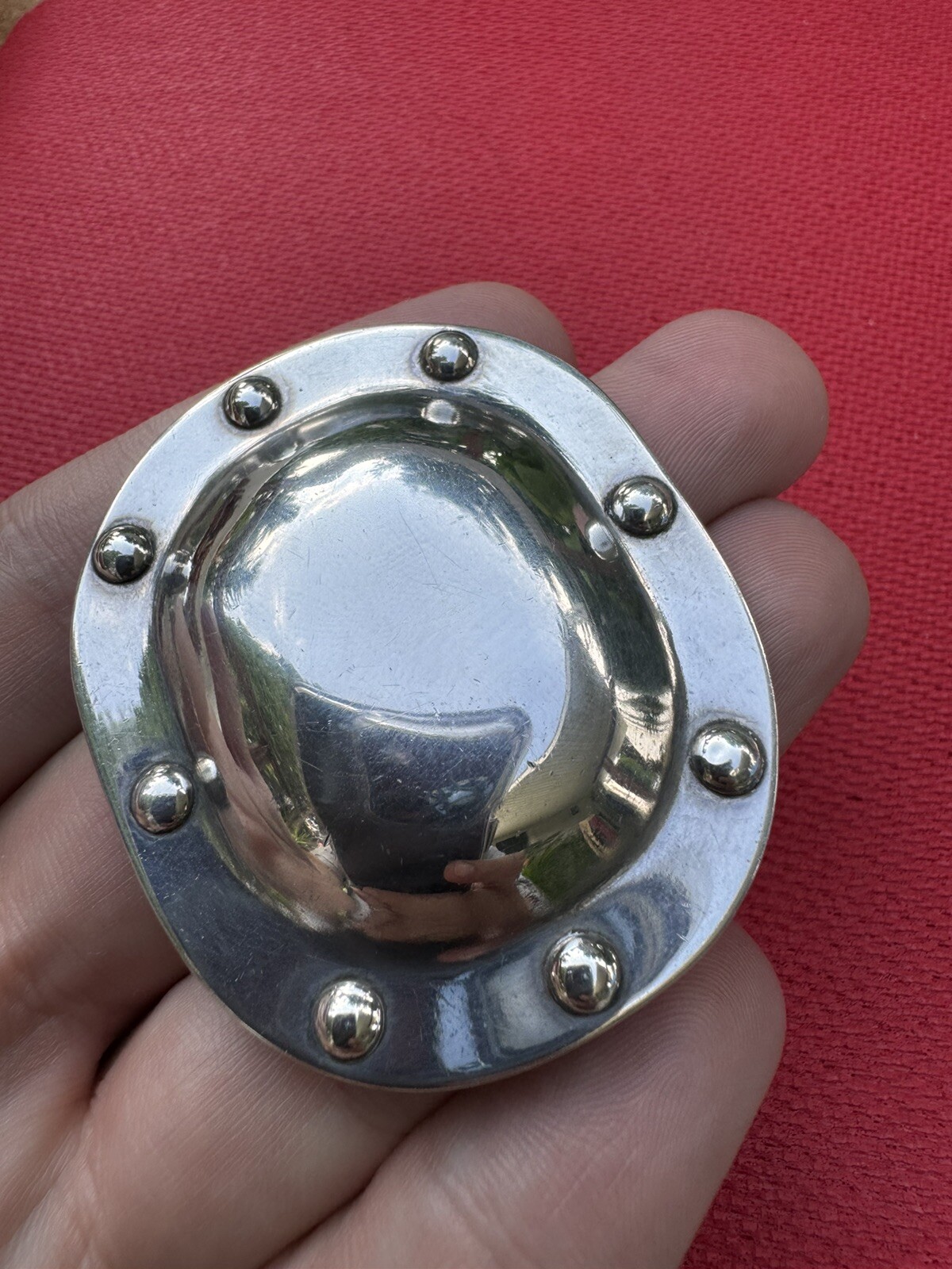 Rare Vintage Modernist Abstract Brutalist Sterling Silver UFO Saucer Brooch Pin