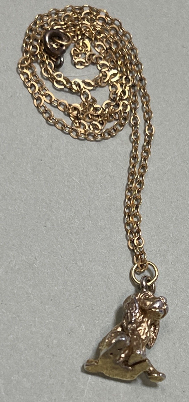 Vintage Cocker Spaniel Dog Pendant Necklace 1/20 Gold Filled 18”Gold Tone .5”