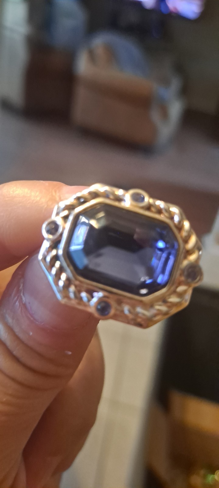 Purple/blue Stone With Silver Backing Clip On Earrings