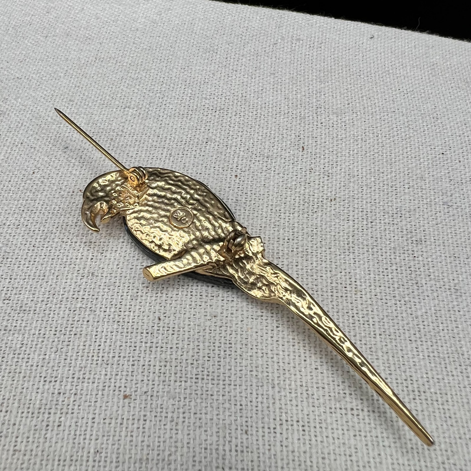 Vintage Abalone Shell Parrot Brooch Gold Tone Tropical Bird Figural Pin Jewelry