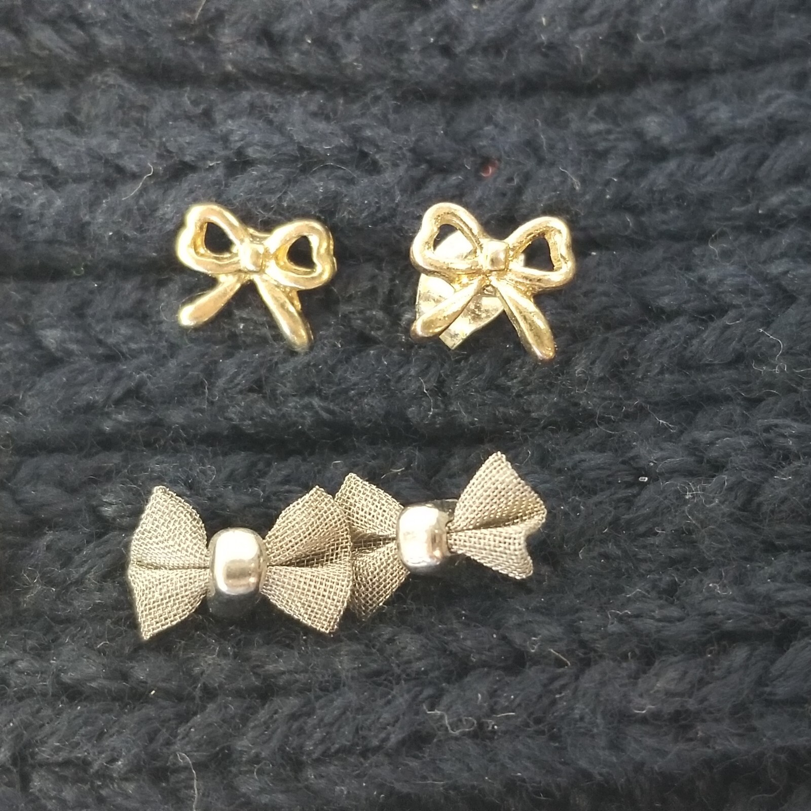 Earrings Lot Vintage Ribbons Love Butterfly Gold Tone Silver Tone Mesh Enamel
